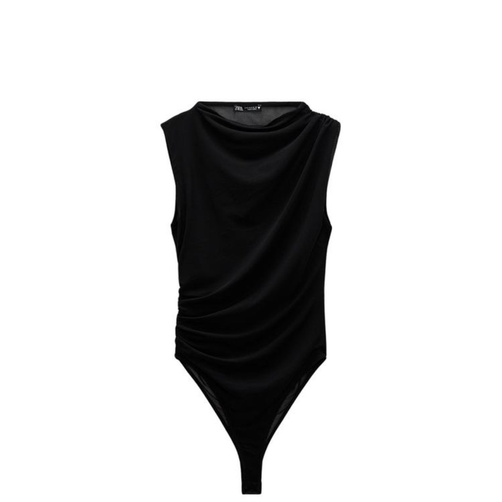 Draped Tulle Bodysuit